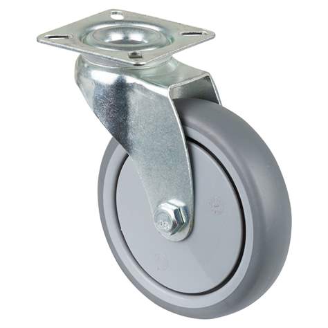 Přístrojové kolečko, otočné, pr. 100 mm, s plotýnkou nosnost 70 kg