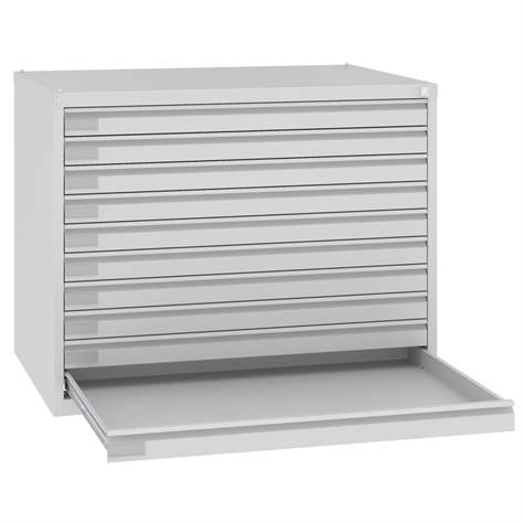 Dulap arhivare desene și planșe, armat, 10 sertare, format A1, culoare gri RAL7035 - Malow