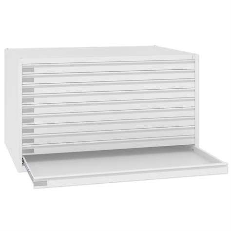 Dulap arhivare desene și planșe, armat, 10 sertare, format A0, culoare albă RAL9010 - Malow