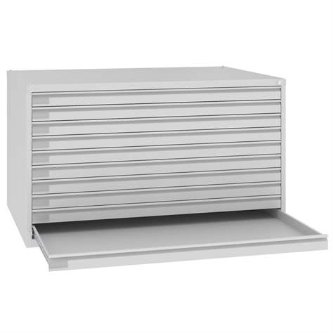 Dulap arhivare desene și planșe, armat, 10 sertare, format A0, culoare gri RAL7035 - Malow