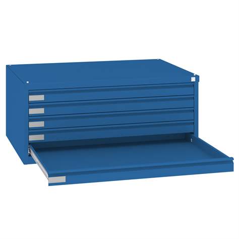 Zeichnungs- und Flachablagenschrank, 5 Schubladen, verstärkt, Format A1, Farbe blau RAL5010 - Malow