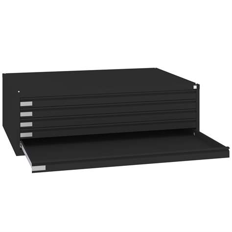 Dulap arhivare desene și planșe, armat, 5 sertare, format A0, culoare negru RAL9005 - Malow