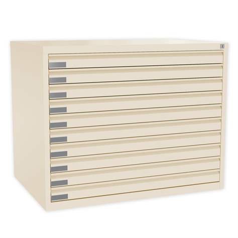 Dulap arhivare desene și planșe, 10 sertare, format A1, culoare bej RAL1015 - Malow