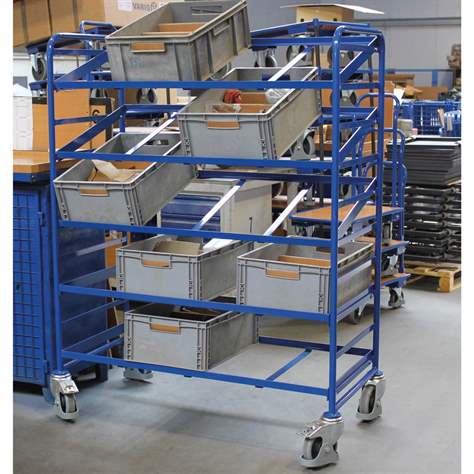 Regalwagen VARIOfit für EURO-Behälter, 5 Etagen aus Winkelstahl, Ladefläche 1240x610 mm - Cordes - Bild3