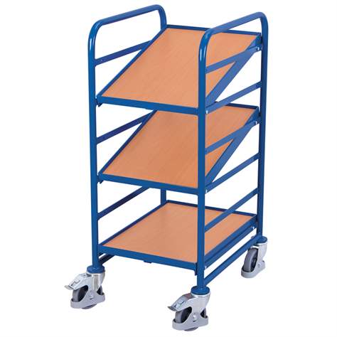 Regalwagen VARIOfit für EURO-Behälter, 3 Etagen, Ladeflächen aus Holzwerkstoffplatten, Ladefläche 825x610 mm - Cordes