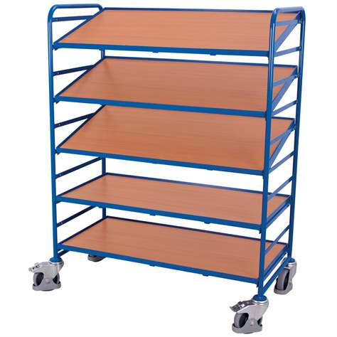 VARIOfit regalwagen für EURO-Behälter, 5 Etagen mit Holzböden, Ladefläche 1240x610 mm - Cordes