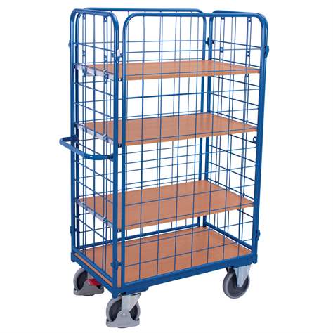 Etagenwagen VARIOfit mit 4 Hochwänden, Gesamthöhe 1780 mm, 4 Etagen 850x500 mm, Tragfähigkeit 400 kg - Cordes