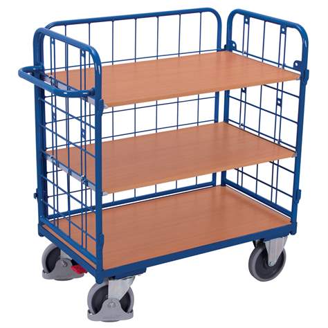 Etagenwagen VARIOfit mit 3 Hochwänden, Gesamthöhe 1180 mm, 3 Etagen 850 x 500 mm, Tragfähigkeit 400 kg - Cordes - Bild3