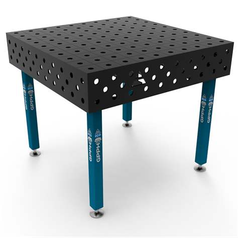 Masă de sudură GPPH ECO 1000 x 1000 mm, blat de lucru din oțel 8 mm, sistem de găuri Ø28 mm, într-o rețea de 100 x 100 mm