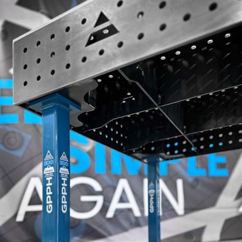 Masă de sudură GPPH ECO 1200x1200 mm, blat de lucru din oțel 8 mm, sistem de găuri Ø28 mm, într-o rețea de 100 x 100 mm - imagine4