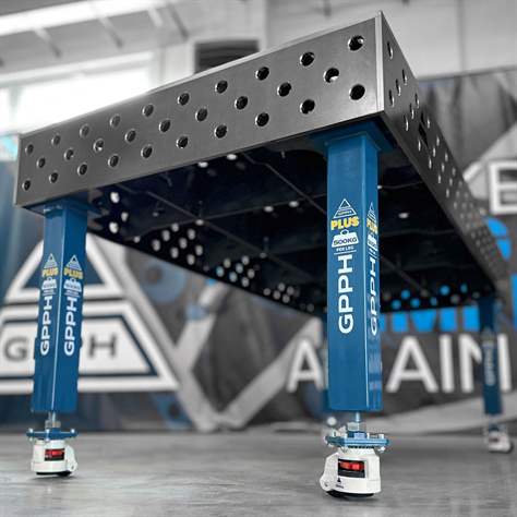 Svařovací stůl GPPH PLUS 1500x1480 mm, ocelová pracovní deska tl. 12 mm, otvory pr. 28 mm v rastru 100x100 mm - obrázek6