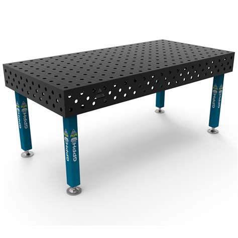 Svařovací stůl GPPH PLUS 2000x1000 mm, ocelová pracovní deska tl. 12 mm, otvory pr. 28 mm v rastru 100x100 mm