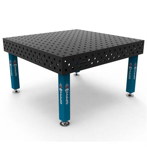 Svařovací stůl GPPH PRO 1500x1480 mm, ocelová pracovní deska tl. 15 mm, otvory pr. 28 mm v rastru 100x100 mm