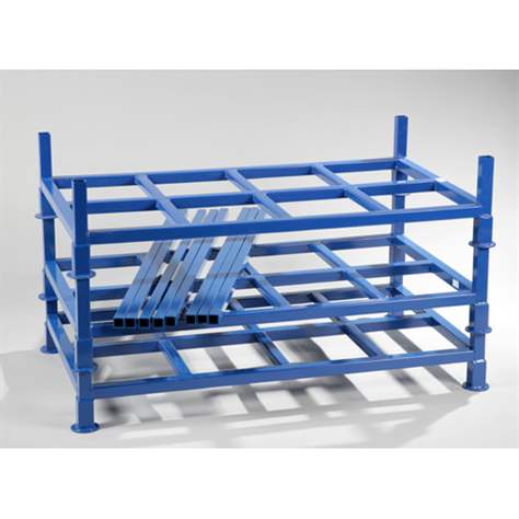 Cadru stivuibil portabil depozitare paleți tip sistem raft de paleți metalici stivuibili, demontabil, LxlxH: 1400x800x1300 mm, cap.port. 1000 kg