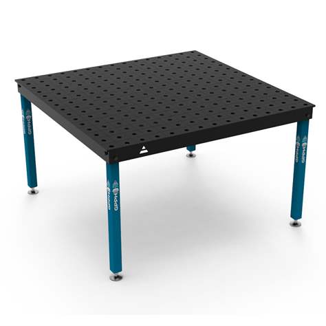 Masă de sudură GPPH BASIC 1500x1480 mm, blat de lucru din oțel 12 mm, sistem de găuri Ø28 mm, într-o rețea de 100 x 100 mm