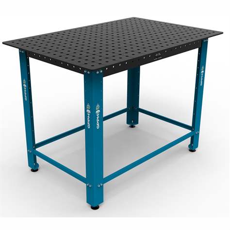 Svařovací a montážní stůl GPPH DIY 1200x800 mm, ocelová pracovní deska tl. 8 mm, otvory pr. 16 mm v rastru 50x50 mm