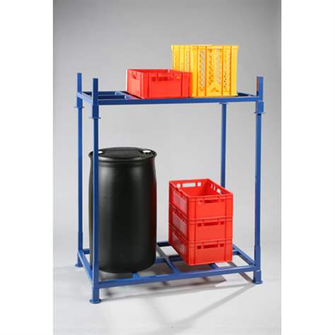 Cadru stivuibil portabil depozitare paleți tip sistem raft de paleți metalici stivuibili, demontabil, LxlxH: 1400x800x1300 mm, cap.port. 1000 kg - imagine2