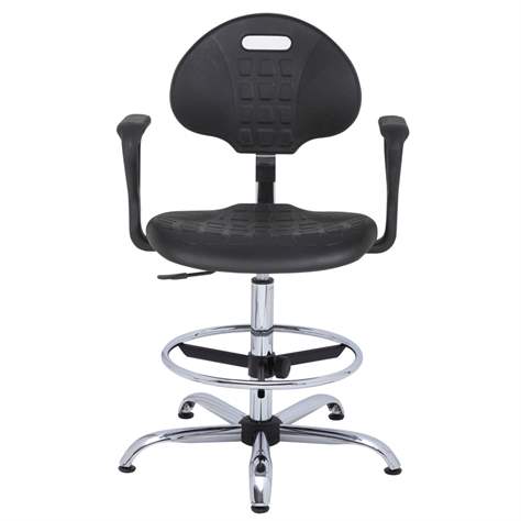 Hoher ESD-Arbeitsdrehstuhl PRO STANDARD CHL mit Armlehnen, Bodengleitern und Fußring - Bild2