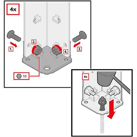 Fußbodenbefestigungsset für ein Großfachregal SPEED-RACK, VE 20 Stück - META Skladovací technika