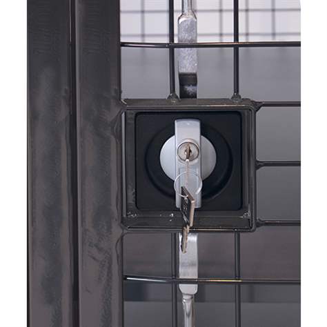 Schrankwagen VARIOfit mit Flügeltüren und 5 Etagen, Gitterwände, Schloss mit Drehgriff, 1045x685 mm, Tragfähigkeit 500 kg, Farbe Anthrazit RAL7016 /Platte Grau - Cordes - Bild4