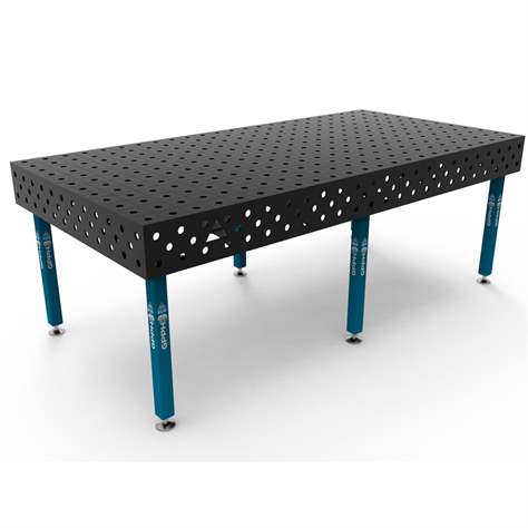 Masă de sudură GPPH ECO 2400x1200 mm, blat de lucru din oțel 8 mm, sistem de găuri Ø28 mm, într-o rețea de 100 x 100 mm