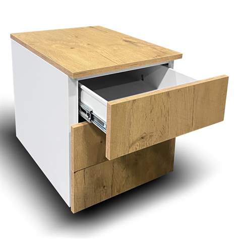 Schubladencontainer STEEL, 3 Schubladen, Lichtgrau RAL7035/Schubladenfront Eiche - Malow - Bild7