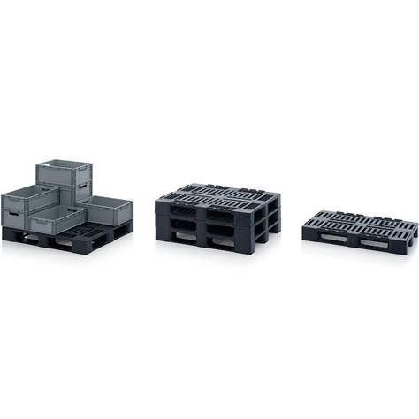 ESD Mediumpalette 1200 x 800 mm, perforiert, Schwarz, mit Kufen - Bild2