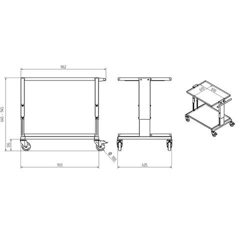 Pick-up Tischwagen ESD, Ladefläche 810 x 610 mm, 2 Fachböden - Bild2