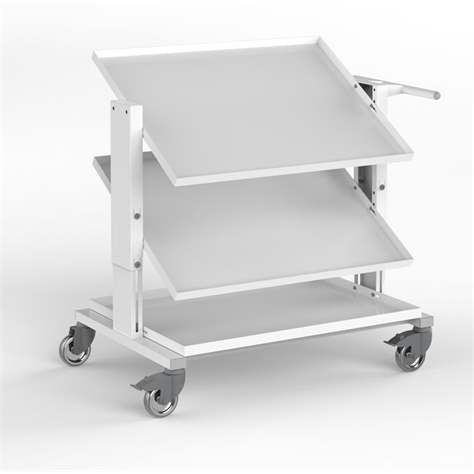 Pick-up Tischwagen ESD, Ladefläche 810 x 610 mm, 3 Fachböden