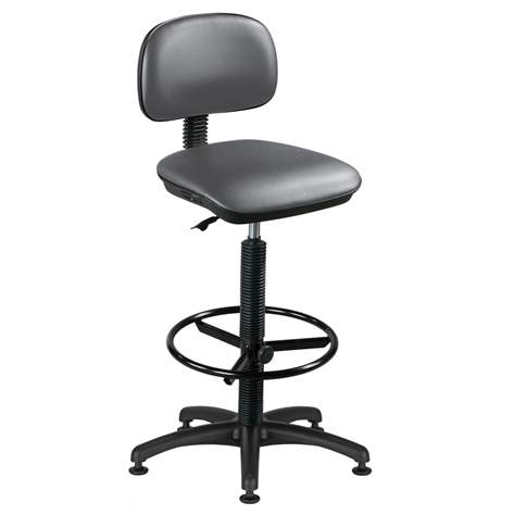 Industrie-Arbeitsdrehstuhl SENIOR mit Fußring, Kunstleder - grau - Nowy Styl Group