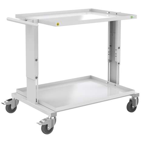 Pick-up Tischwagen ESD, Ladefläche 810 x 610 mm, 2 Fachböden