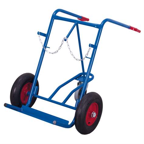 Gasflaschenwagen VARIOfit, für 2 Flaschen mit 210-250 mm Durchmesser, Luftbereifung mit 1 Stützrad - Cordes