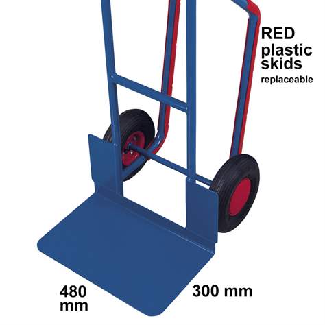 Rudl VARIOfit, ocelový s kluznými ližínami, nosnost 250 kg, lopata 480 x 300 mm, bantamová kola - Cordes - obrázek4
