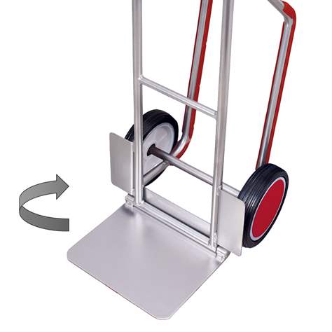 Alu-Sackkarre VARIOfit, Kunststoffgleitkufen, Tragfähigkeit 200 kg, Schaufel klappbar 380 x 280 mm, Vollgummibereifung - Cordes - Bild4