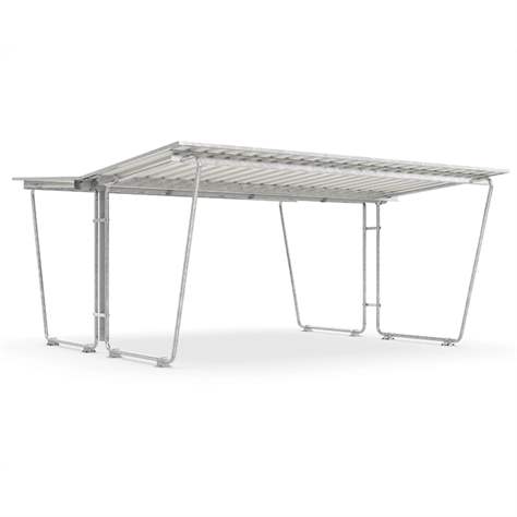 Standardüberdachung, zweiseitig S28, 4300 x 4660 mm, Trapezblech-Überdachung, Grundmodul - WSM - Walter Solbach Metallbau GmbH