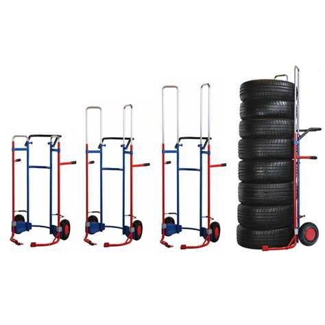 Reifenkarre VARIOfit, Tragfähigkeit 200 kg, Höhe 1275-1900 mm, Vollgummibereifung mit Stützräder - Cordes - Bild4