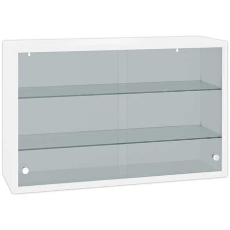 Závěsná kovová skříňka, skleněná, posuvná dvířka, š x v x h: 800 x 500 x 250 mm, barva bílá RAL9010 - Malow - obrázek2