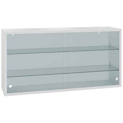 Závěsná kovová skříňka, skleněná, posuvná dvířka, š x v x h: 1000 x 500 x 250 mm, barva šedá RAL7035 - Malow