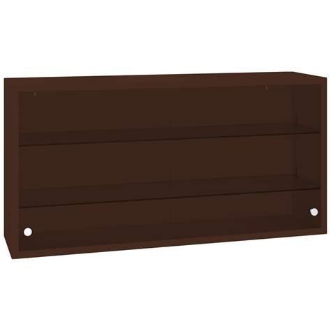 Závěsná kovová skříňka, skleněná, posuvná dvířka, š x v x h: 1000 x 500 x 250 mm, barva hnědá RAL8016 - Malow