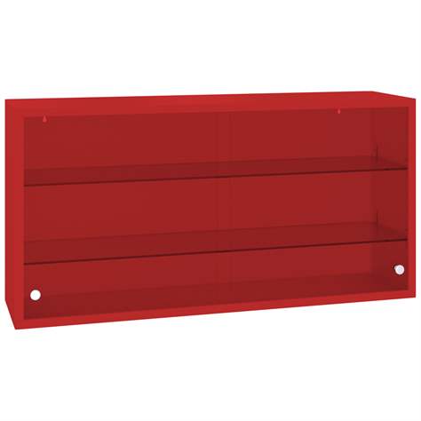 Stahl-Hängeschrank, mit Glas-Schiebetüren, BxHxT: 1000 x 500 x 250 mm, Farbe Rot RAL3020 - Malow