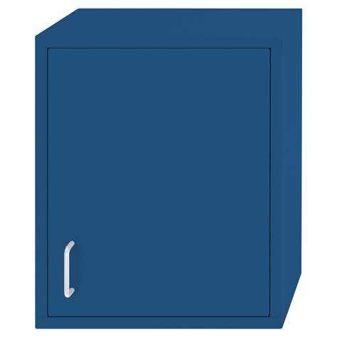 Závěsná kovová skříňka, jednokřídlá plechová dvířka, š x v x h: 400 x 500 x 250 mm, barva modrá RAL5010 - Malow