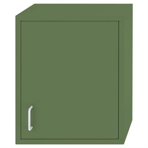 Závěsná kovová skříňka, jednokřídlá plechová dvířka, š x v x h: 400 x 500 x 250 mm, barva zelená RAL6011 - Malow