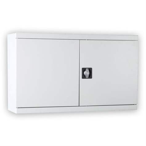 Kovová závěsná skříňka, dvoukřídlé dveře, v x š x h: 600x1000x300 mm, šedá RAL7035 - Malow - obrázek2