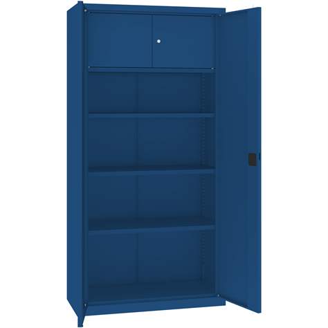 Dulap metalic cu polițe și cu dulăpior interior cu cheie tip compartiment de sigurantă interior, HxLxl: 1990x1000x435 mm, corp gri RAL7035 / uși albastre RAL5010 - Malow - imagine4