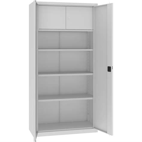 Dulap metalic cu polițe și cu dulăpior interior cu cheie tip compartiment de sigurantă interior, HxLxl: 1990x1000x435 mm, corp gri RAL7035 / uși gri RAL7035 - Malow - imagine4