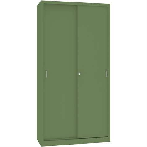 Dulap metalic cu polițe și uși glisante - department steel furniture, HxLxl: 1990x1000x435 mm, culoare verde RAL 6011 - Malow - imagine5