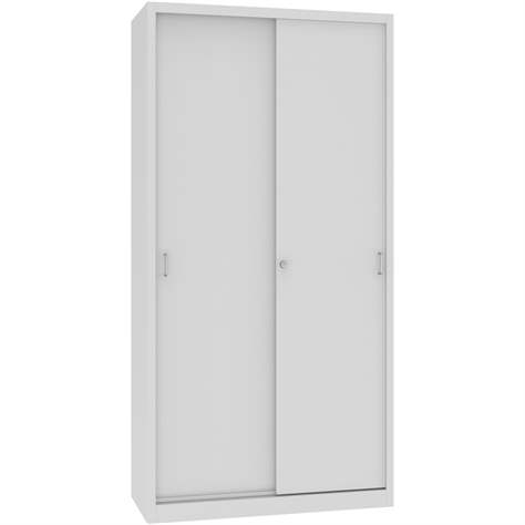 Dulap metalic cu polițe și uși glisante, HxLxl: 1990x1000x435 mm, culoare gri deschis RAL 7035 - Malow - imagine5