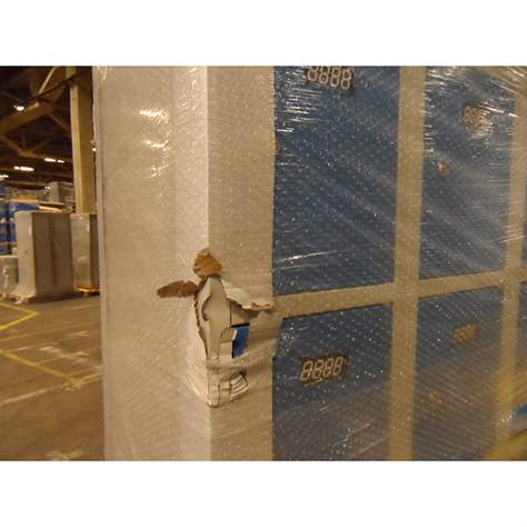 Zváraná šatňová skriňa so schránkami, 3 x 5 schránok, šírka 900 mm, farba dverí modrá RAL5012 - poškodená - Kovos Verneřice - obrázok4