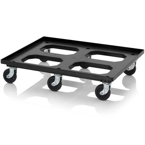 ESD Transportroller für EURO-Kisten, 810 x 610 mm, 6 Lenkräder ESD PP, Farbe schwarz