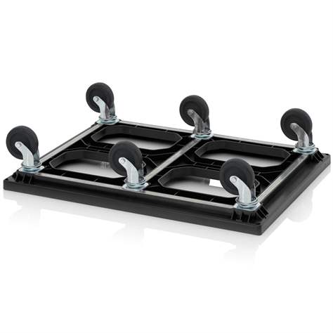 ESD Transportroller für EURO-Kisten, 810 x 610 mm, 6 Lenkräder ESD PP, Farbe schwarz - Bild2